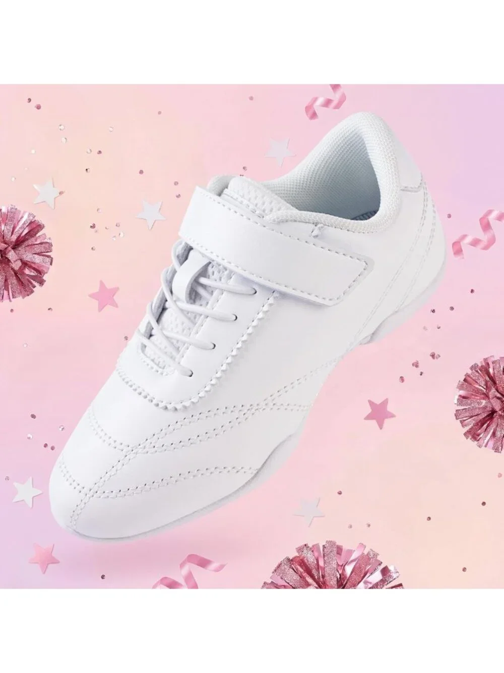 Girls Leather Dance Sneakers - Stylish Cheer Shoes for Performance & Comfort